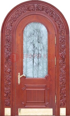 Толстая металлическая арочная дверь со стеклом ДА-20 в Троицке