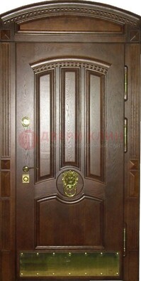 Хорошая стальная арочная дверь с декоративным элементом ДА-23 в Троицке