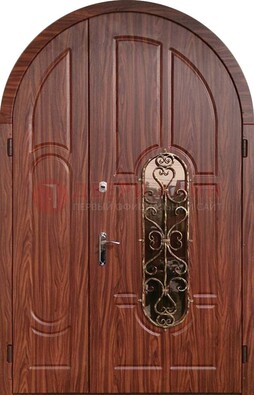 Арочная двухстворчатая стальная дверь Винорит ДА-54 в Троицке