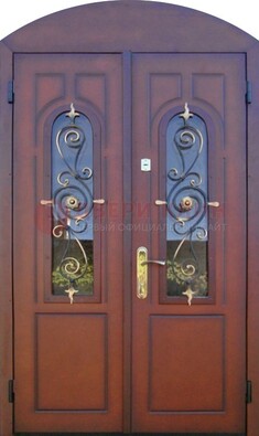 Двухстворчатая стальная дверь Винорит в форме арки ДА-55 в Троицке