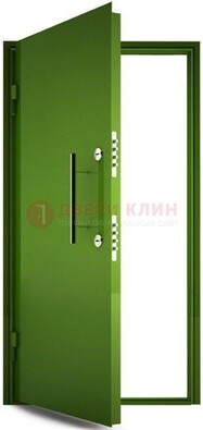 Зеленая металлическая бронированная дверь ДБ-8 в Троицке