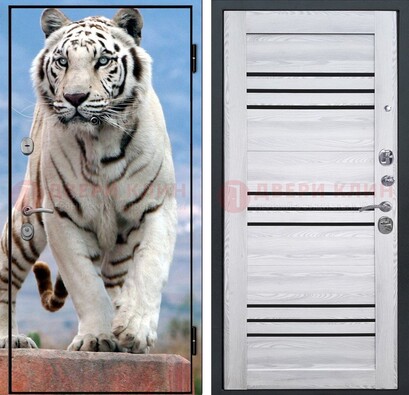 Стальная дверь с фотопечатью тигра ДФ-12 в Троицке