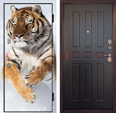 Металлическая дверь с фотопечатью тигра ДФ-1 в Троицке