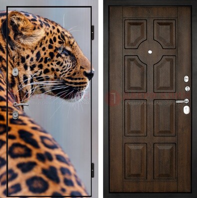 Металлическая дверь с фотопечатью леопарда ДФ-26 в Троицке