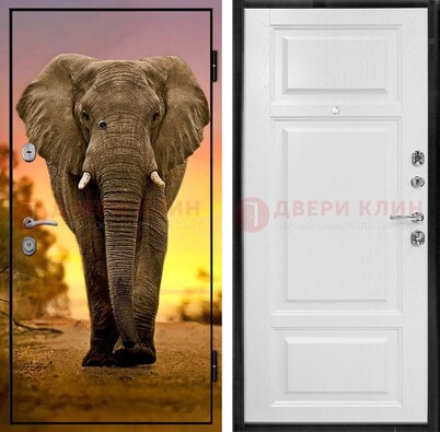 Металлическая дверь с фотопечатью слона ДФ-30 в Троицке