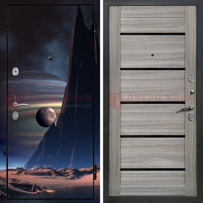 Стальная дверь с фотопечатью космоса ДФ-49 в Троицке