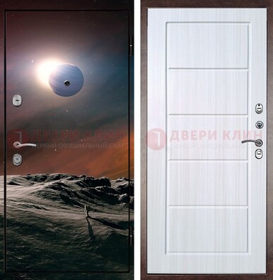 Стальная дверь с фотопечатью планет ДФ-8 в Троицке