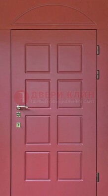 Красная стальная дверь с верхней фрамугой ДФГ-13 в Троицке