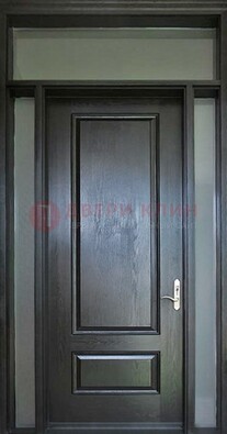 Черная металлическая дверь с фрамугами и стеклом ДФГ-24 в Троицке