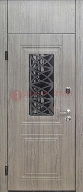 Металлическая дверь Винорит стекло и ковка с фрамугой ДФГ-33 в Троицке