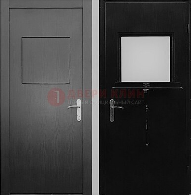 Черная стальная дверь в кассу ламинат внутри ДКС-3 в Троицке