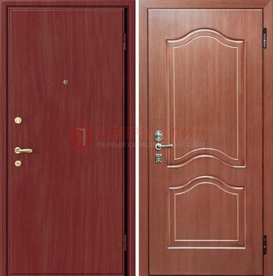 Красная металлическая дверь с ламинатом МДФ внутри ДЛ-8 в Троицке