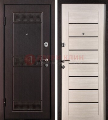 Темная стальная дверь с МДФ ДМ-147 для улицы в Троицке