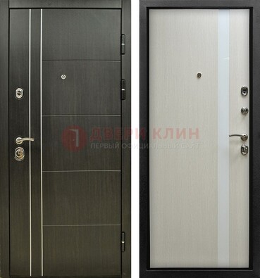 Морозостойкая темная металлическая дверь с МДФ ДМ-164 в Троицке