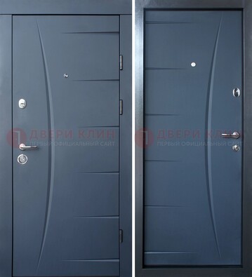 Серая входная дверь с фигурной фрезеровкой МДФ ДМ-213 в Троицке
