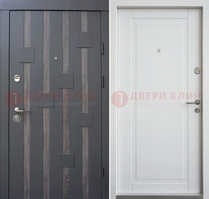 Темная металлическая дверь c белом МДФ внутри ДМ-231 в Троицке