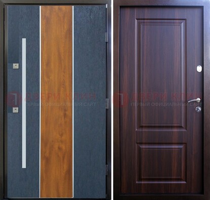 Современная входная дверь и с коричневой МДФ внутри ДМ-236 в Троицке