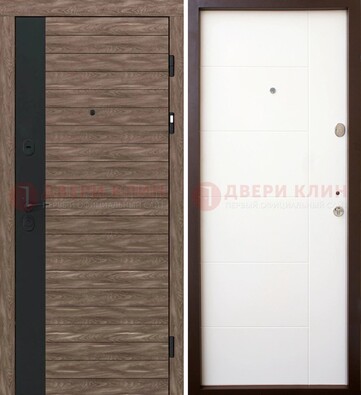 Коричневая входная дверь с черной вставкой МДФ ДМ-239 в Троицке