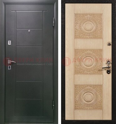 Темная железная дверь с МДФ в квартиру ДМ-344 в Троицке