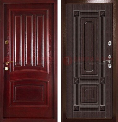Красная стальная дверь с филенчатой МДФ ДМ-398 в Троицке