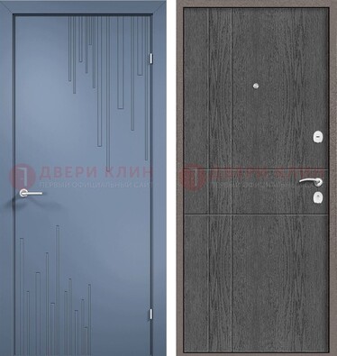 Синяя металлическая дверь МДФ в квартиру ДМ-434 в Троицке