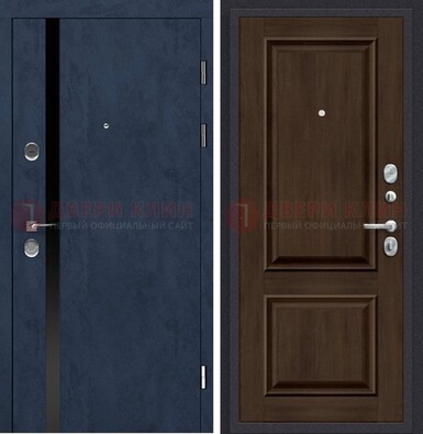 Синяя входная дверь МДФ с обеих сторон ДМ-473 в Троицке