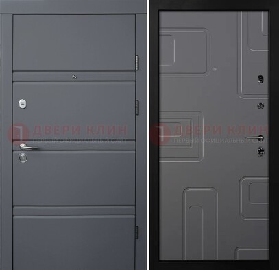 Серая металлическая дверь с МДФ в квартиру ДМ-485 в Троицке