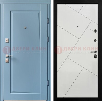 Синяя железная дверь с МДФ панелями ДМ-491 в Троицке