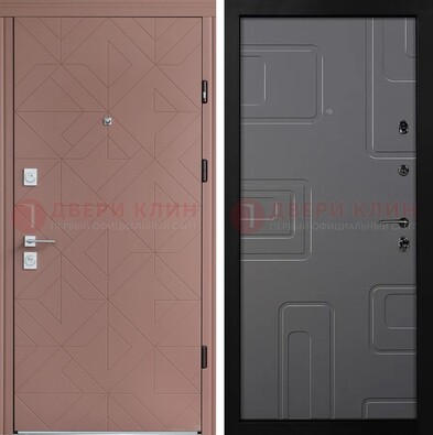 Красная стальная дверь в квартиру с МДФ хайтек ДМ-493 в Троицке