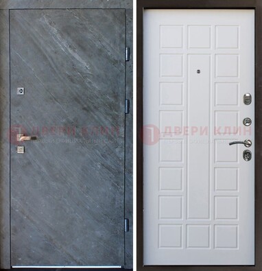 Железная дверь с МДФ серая и белая ДМ-505 в Троицке