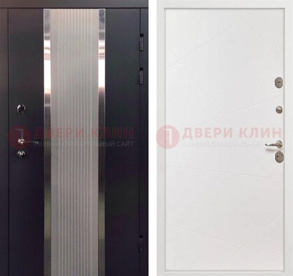 Темная металлическая дверь в квартиру МДФ с двух сторон ДМ-512 в Троицке