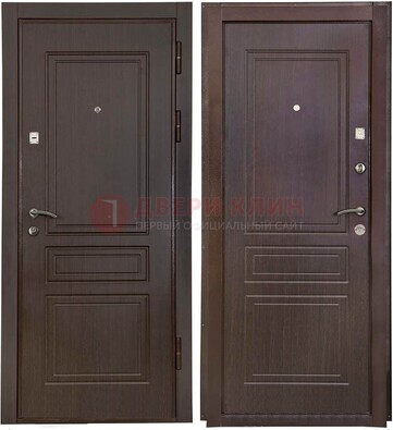 Антивандальная коричневая железная дверь с МДФ ДМ-61 в Троицке