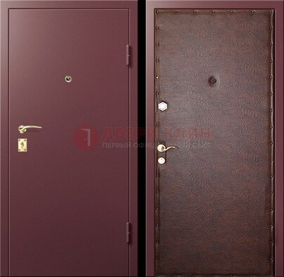 Бордовая железная дверь с нитроэмалью ДН-1 в Троицке