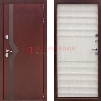 Бордовая металлическая дверь с порошковым напылением ДП-100 в Троицке