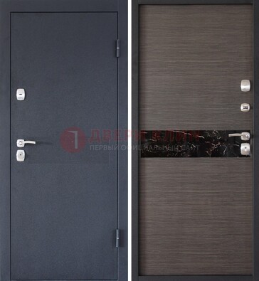 Черная железная дверь с порошковым напылением МДФ внутри ДП-114 в Троицке