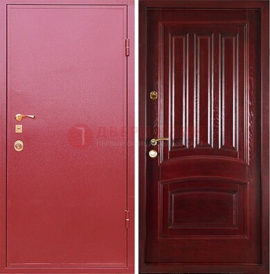 Красная металлическая дверь с порошковым напылением ДП-165 в Троицке