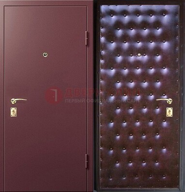 Бордовая железная дверь с порошковым напылением ДП-177 в Троицке