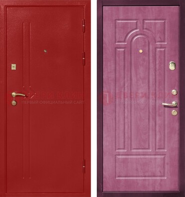 Красная входная дверь с порошковым напылением ДП-240 в Троицке