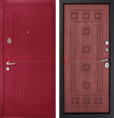 Красная железная дверь с порошковым напылением ДП-242 в Троицке