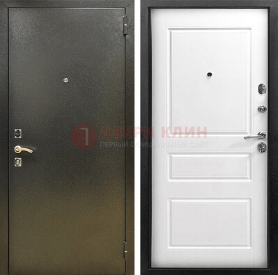 Входная дверь Темное серебро с порошковым напылением и белой МДФ ДП-272 в Троицке