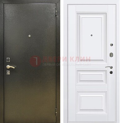 Железная темно-серая дверь с порошковым напылением и белой МДФ ДП-274 в Троицке