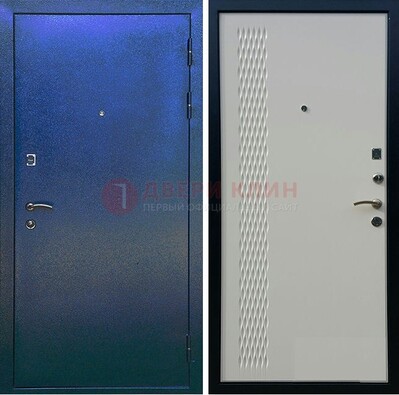 Синяя железная дверь с порошковым напылением ДП-49 в Троицке