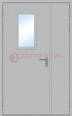 Белая входная техническая дверь со стеклянной вставкой ДПП-10 в Троицке