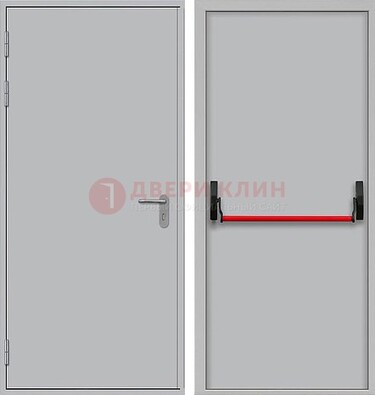 Белая металлическая противопожарная дверь с длинной ручкой ДПП-14 в Троицке