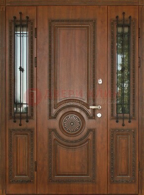 Парадная распашная стальная дверь Винорит со стеклом ДПР-106 в Троицке