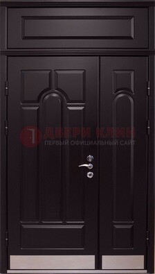 Парадная дверь с металлическими вставками ДПР-47 и фрамугой в Троицке