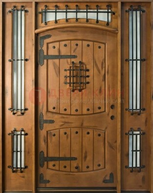 Парадная дверь с коваными элементами ДПР-68 в коттедж в Троицке