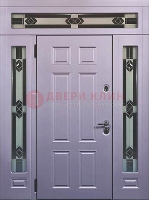 Филенчатая железная парадная дверь с фрамугами ДПР-82 в Троицке