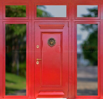 Красная парадная дверь для частного дома ДПР-88 в Троицке
