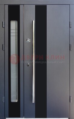 Серая стальная дверь со стеклом ДС-11 в Троицке